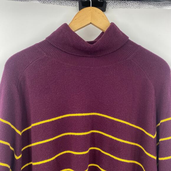 Universal Standard Eco Striped Sweater Turtleneck Striped Burgundy Yellow 18 20 - Picture 4 of 9